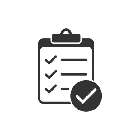 To do list icon in flat style. Document checklist vector illustration on white isolated background. Notepad check mark business concept.のイラスト素材