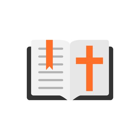Bible book icon in flat style. Church faith vector illustration on white isolated background. Spirituality business concept.のイラスト素材
