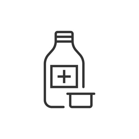 Pill bottle icon in flat style. Drugs vector illustration on white isolated background. Pharmacy business concept.のイラスト素材