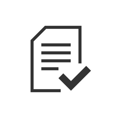 Approved document icon in flat style. Authorize vector illustration on white isolated background. Agreement check mark business concept.のイラスト素材