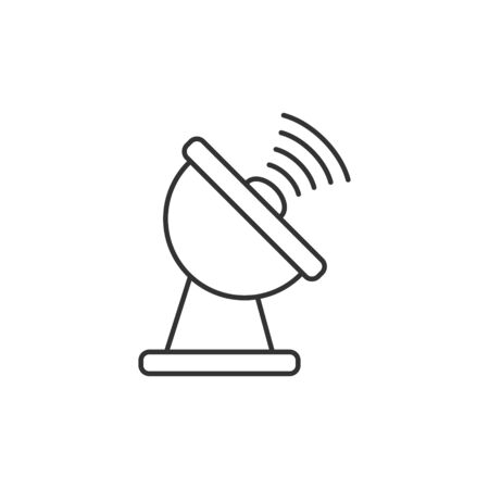Satellite antenna tower icon in flat style. Broadcasting vector illustration on white isolated background. Radar business concept.のイラスト素材