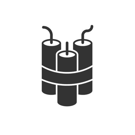 Bomb icon in flat style. Dynamite vector illustration on white isolated background. C4 tnt business concept.のイラスト素材