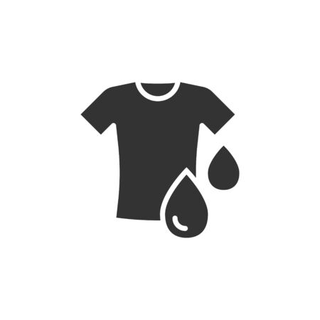 T-shirt washing icon in flat style. Clothes dry vector illustration on white isolated background. Shirt laundry business concept.のイラスト素材