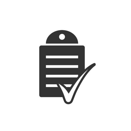 Document checklist icon in flat style. Report vector illustration on white isolated background. Paper sheet business concept.のイラスト素材