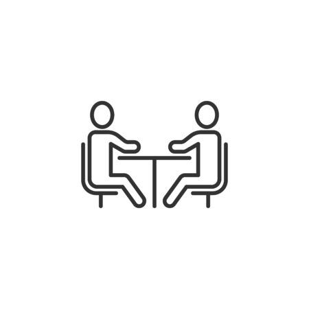 People with table icon in flat style. Teamwork conference vector illustration on white isolated background. Speaker dialog business concept.のイラスト素材