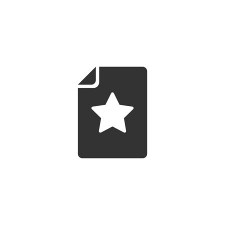 Document with star icon in flat style. Wish list vector illustration on white isolated background. Favorite purchase business concept.のイラスト素材