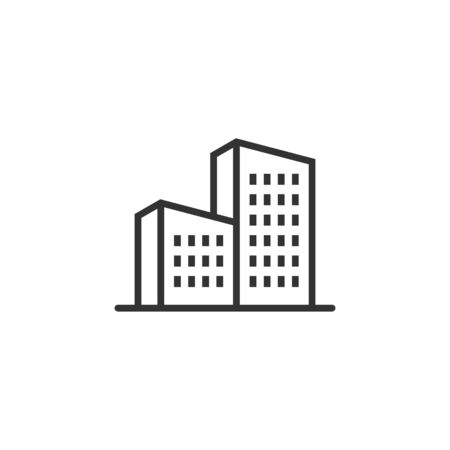 Building icon in flat style. Town skyscraper apartment vector illustration on white isolated background. City tower business concept.のイラスト素材