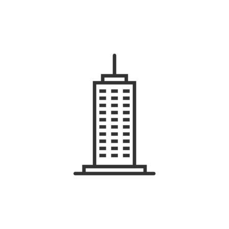 Building icon in flat style. Town skyscraper apartment vector illustration on white isolated background. City tower business concept.のイラスト素材