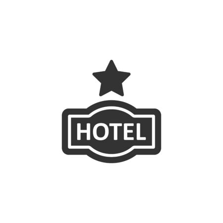 Hotel 1 star sign icon in flat style. Inn vector illustration on white isolated background. Hostel room information business concept.のイラスト素材