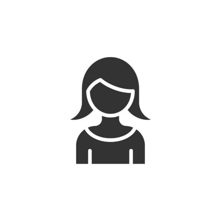 Woman face icon in flat style. People vector illustration on white background. Partnership business concept.のイラスト素材