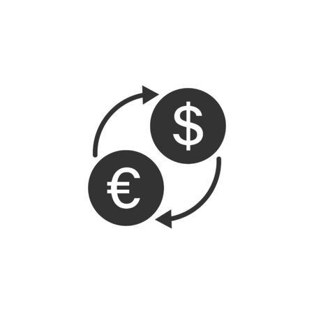Currency exchange icon in flat style. Dollar euro transfer vector illustration on white isolated background. Financial process business concept.のイラスト素材