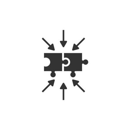Puzzle jigsaw icon in flat style. Solution compatible vector illustration on white isolated background. Combination business concept.のイラスト素材