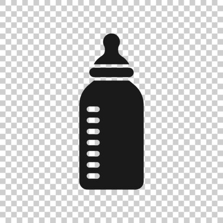 Baby bottle icon in flat style. Milk container vector illustration on white isolated background. Drink glass business concept.のイラスト素材