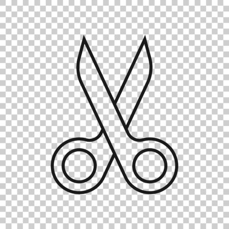 Scissor icon in flat style. Cut equipment vector illustration on white isolated background. Cutter business concept.のイラスト素材