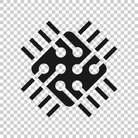 Computer cpu icon in flat style. Circuit board vector illustration on white isolated background. Motherboard chip business concept.のイラスト素材