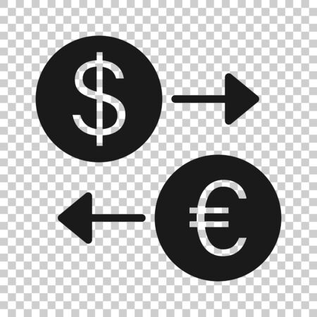Currency exchange icon in flat style. Dollar euro transfer illustration on white isolated background. Financial process business concept.のイラスト素材