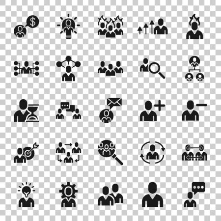 People leadership icon set in flat style. Person collection vector illustration on white isolated background. User teamwork business concept.のイラスト素材