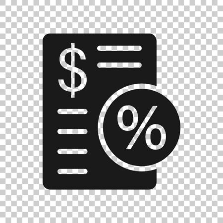 Tax payment icon in flat style. Budget invoice vector illustration on white isolated background. Calculate document business concept.のイラスト素材
