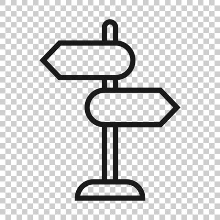 Crossroad signpost icon in flat style. Road direction vector illustration on white isolated background. Road sign business concept.のイラスト素材
