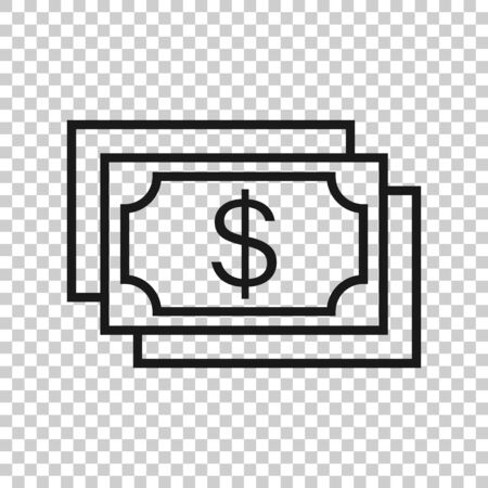 Money dollar icon in flat style. Exchange cash vector illustration on white isolated background. Banknote bill business concept.のイラスト素材