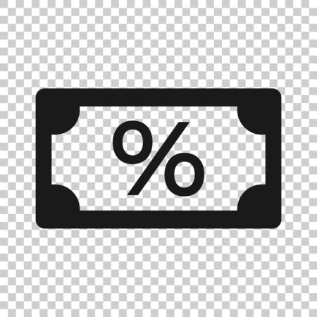 Dollar currency banknote icon in flat style. Dollar cash discount vector illustration on white isolated background. Banknote bill with percent business concept.のイラスト素材