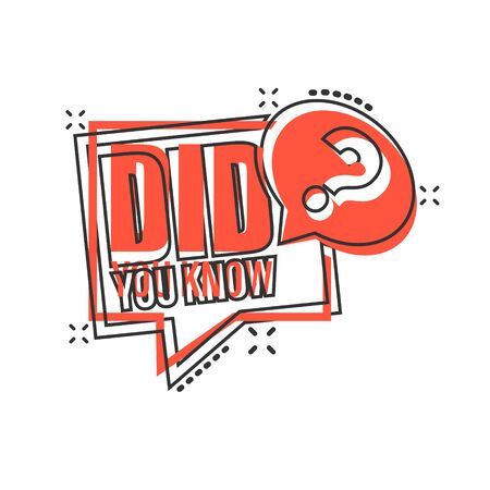 Did You Know icon in comic style. Question mark cartoon vector illustration on white isolated background. Attention banner splash effect business concept.のイラスト素材