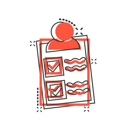 Document icon in comic style. Report cartoon vector illustration on white isolated background. Paper sheet splash effect business concept.のイラスト素材