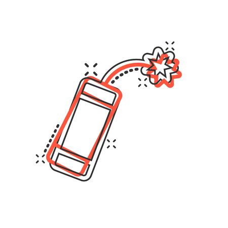 Bomb icon in comic style. Dynamite cartoon vector illustration on white isolated background. C4 tnt splash effect business concept.のイラスト素材