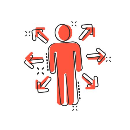 Mind awareness icon in comic style. Idea human cartoon vector illustration on white isolated background. Customer brain splash effect business concept.のイラスト素材