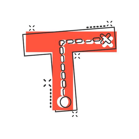 Crossroad icon in comic style. Road direction navigation cartoon vector illustration on white isolated background. Locate pin position splash effect business concept.のイラスト素材