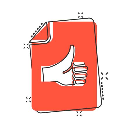 People hand with check mark icon in comic style. Accept cartoon vector illustration on white isolated background. Approval choice splash effect business concept.のイラスト素材