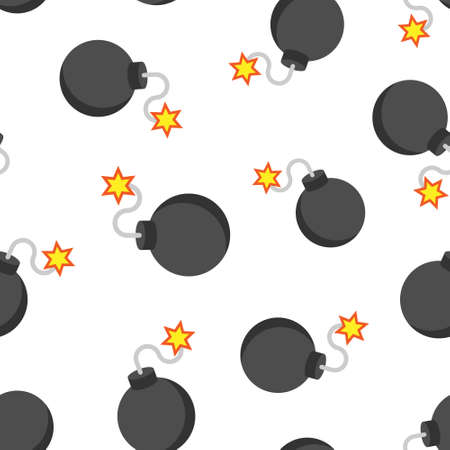 Bomb icon in flat style. Dynamite vector illustration on white isolated background. C4 tnt seamless pattern business concept.のイラスト素材