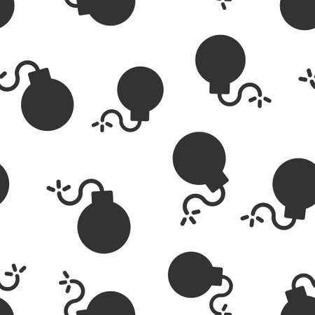 Bomb icon in flat style. Dynamite vector illustration on white isolated background. C4 tnt seamless pattern business concept.のイラスト素材