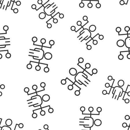 Corporate organization chart with business people vector icon in flat style. People cooperation illustration on white background. Teamwork seamless pattern business concept.のイラスト素材