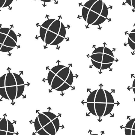 Earth planet icon in flat style. Globe geographic vector illustration on white isolated background. Global communication seamless pattern business concept.のイラスト素材