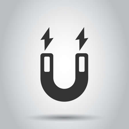 Magnet icon in flat style. Attract vector illustration on white isolated background. Electromagnetic business concept.のイラスト素材