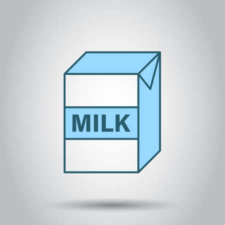 Milk icon in flat style. Milkshake vector illustration on white isolated background. Container business concept.のイラスト素材
