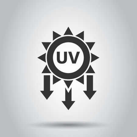 UV radiation icon in flat style. Ultraviolet vector illustration on white isolated background. Solar protection business concept.のイラスト素材