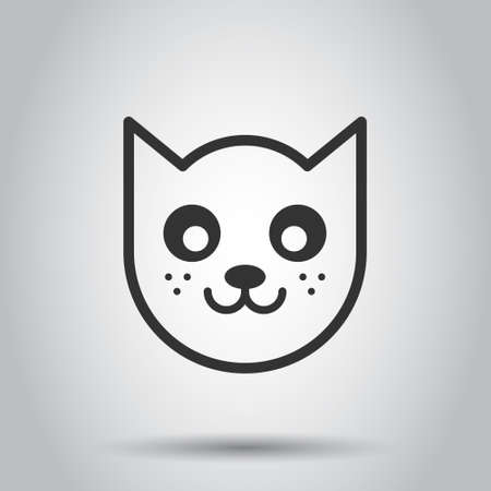 Cat head icon in flat style. Cute pet vector illustration on white isolated background. Animal business concept.のイラスト素材