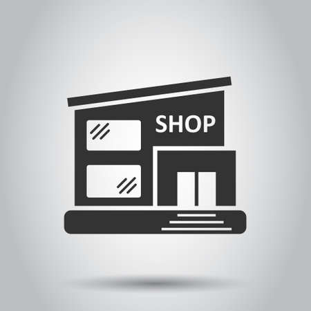 Mall icon in flat style. Store vector illustration on white isolated background. Shop business concept.のイラスト素材