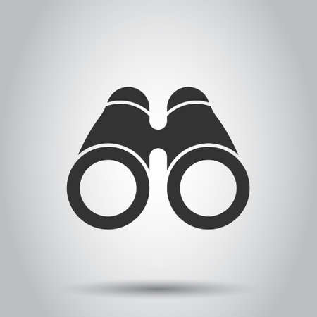 Binocular icon in flat style. Search vector illustration on white isolated background. Zoom business concept.のイラスト素材