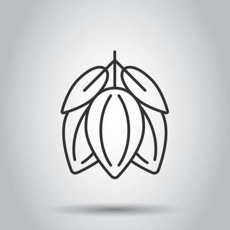 Cocoa bean icon in flat style. Chocolate cream vector illustration on white isolated background. Nut plant business concept.のイラスト素材