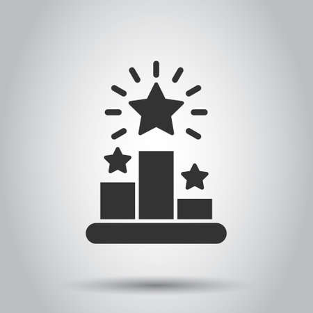 Podium icon in flat style. Pedestal vector illustration on white isolated background. Award business concept.のイラスト素材