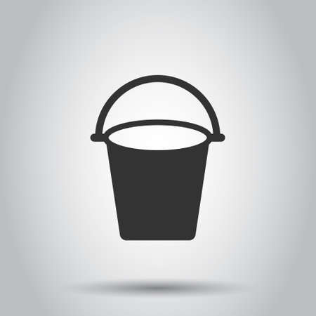 Bucket icon in flat style. Garbage pot vector illustration on white isolated background. Pail business concept.のイラスト素材