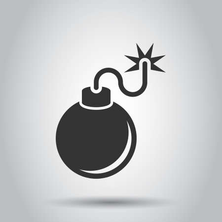 Bomb icon in flat style. Dynamite vector illustration on white isolated background. C4 tnt business concept.のイラスト素材