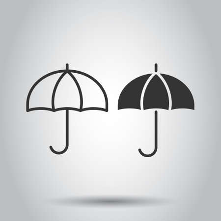 Umbrella icon in flat style. Parasol vector illustration on white isolated background. Canopy business concept.のイラスト素材