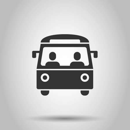 Bus icon in flat style. Coach vector illustration on white isolated background. Autobus vehicle business concept.のイラスト素材