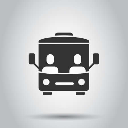 Bus icon in flat style. Coach vector illustration on white isolated background. Autobus vehicle business concept.のイラスト素材