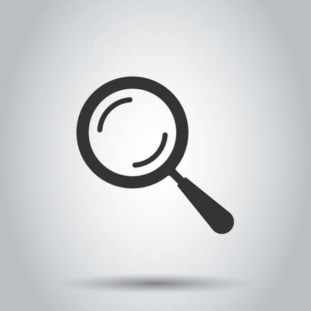 Loupe sign icon in flat style. Magnifier vector illustration on white isolated background. Search business concept.のイラスト素材