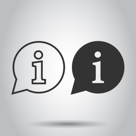 Information icon in flat style. FAQ help vector illustration on white isolated background. Helpdesk business concept.のイラスト素材